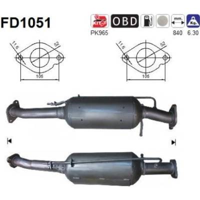 Filter sadzí/pevných častíc výfukového systému AS FD1051 FD1051