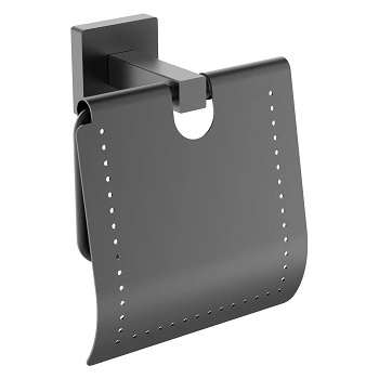 Makena Поставка за тоалетна хартия с капак Square черен мат (3446171)