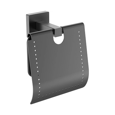 Makena Поставка за тоалетна хартия с капак Square черен мат (3446171)