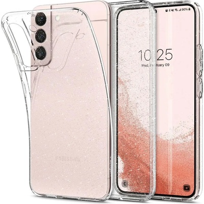 Spigen Противоударен Блестящ Калъф за Samsung S22, Spigen Liquid Crystal Glitter Quartz Case, Прозрачен (ACS03985)