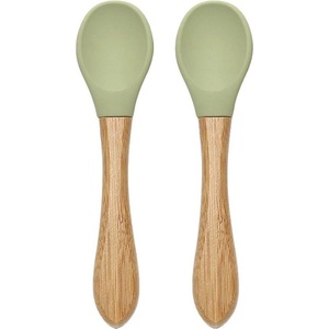Lorelli Силиконови лъжички с бамбук Lorelli - Natural, 2 броя, Fresh Green (10230680004) - ozone