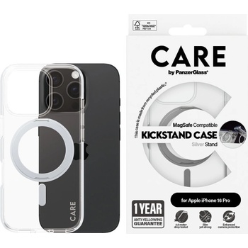 Panzer Калъф CARE - Kickstand Silver MagSafe, iPhone 16 Pro, прозрачен (5715685003882)