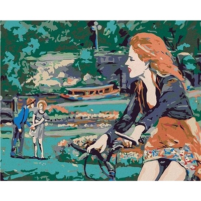 zuty Malování podle čísel Žena na kole v parku 50 x 40 cm vypnuté plátno na rám