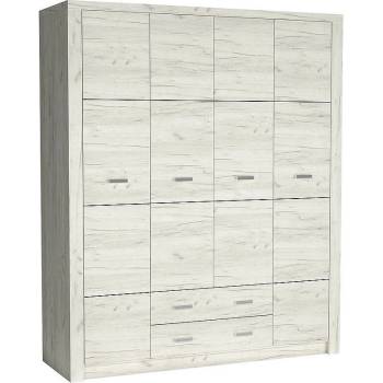 Jarstol Четирикрилен гардероб с чемеджета indianapolis i-18 бял крафт