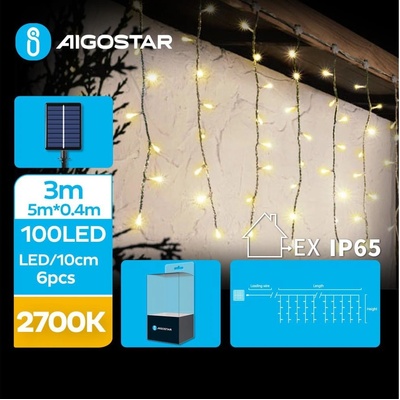 Aigostar LED Solárna vianočná reťaz 100xLED 8 funkcií 8x0,4m IP65 teplá biela AI0434
