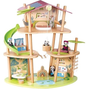 Hape Дървен комплект Hape - Бамбуковата къща на пандите, 25 части (H3413)