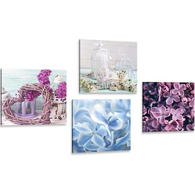 Set obrazů zátiší vojtěšek a květin - 4x 40x40