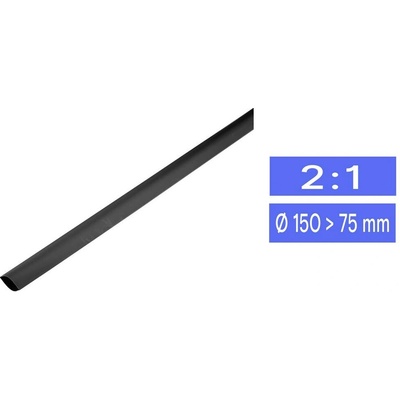 TRU COMPONENTS 1225441 zmršťovacia bužírka bez lepidla čierna 150 mm 75 mm Pomer zmrštenia:2:1 metrový tovar