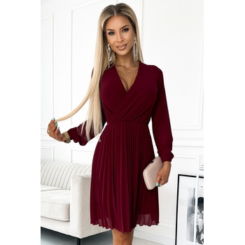 Numoco Плисирана рокля с дълъг ръкав в тъмночервено 313-15nmc-2372 - Червен, размер xl