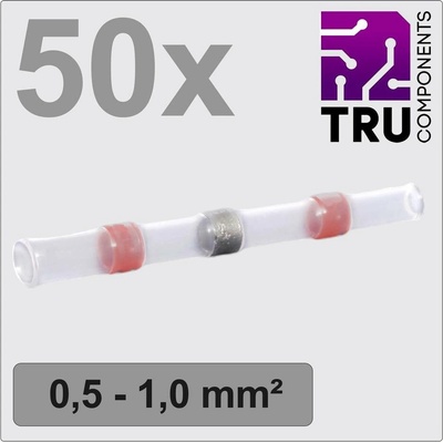 TRU COMPONENTS TC-12888420 krimpovacie spojka so zmršťovacou bužírkou 0.5 mm² 1.0 mm² úplne izolované červená 50 ks