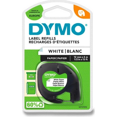 Dymo Letratag S0721510 - originální papírová páska - bílá, 12 mm x 4 m