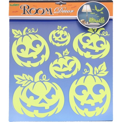 wiky Nálepky na zeď svítící ve tmě 38x31 cm Dýně HALLOWEEN