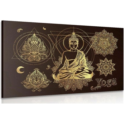 Obraz zlatý meditující Budha - 120x80