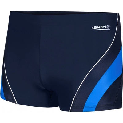 Aqua Speed Man's Swimming Shorts Dennis Navy Blue/Blue Pattern