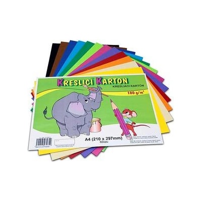 Kreslící karton barevný A4 60 ks 180g/m2 mix 12 barev