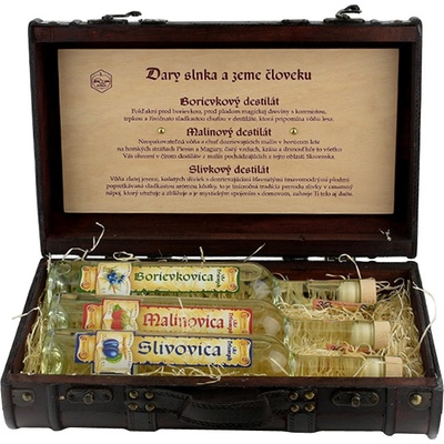 Frucona Borievkovica 55% + Malinovica 55% + Slivovica 52% 3 x 0,5 l (kufrík set)