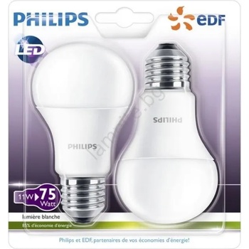 Image 1 of Philips К-кт 2бр. . LED крушки Philips A60 E27/11W/230V 2700K (P5377)