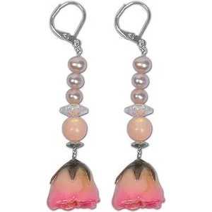 Dannyra Обици от естествени рози, перли и Swarovski Sweet Rose Garden Dannyra Jewels