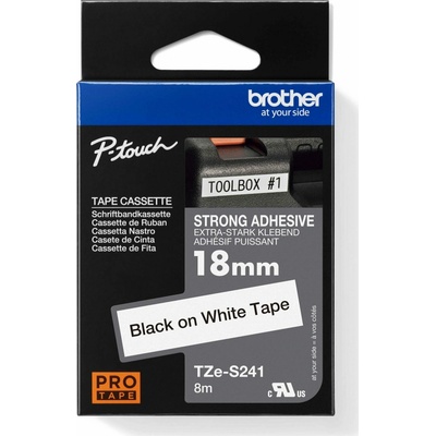Páska BROTHER TZS241 Black On White Adhesive Tape