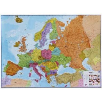 Politická mapa Evropy, 170 x 124 cm, oboustranně laminovaná, uchycení na očka