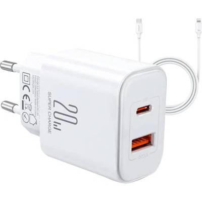 JOYROOM Charger Joyroom JR-TCF05 Flash, 20W + C to L Cable 1m (White) (JR-TCF05 WHITE C-L)