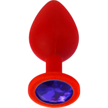 Image 1 of X Fun Силиконов Butt Plug с бижутерия "X FUN REDED DARK BLUE" 8 см. Размер - М