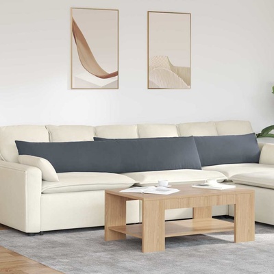 vidaXL Диван възглавници 2 pcs Тъмен сив 200 x 40 см Кордюрова тъкан (42013886)