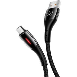 USAMS Кабел плетен U-Tone 2m Power-off 2A Fast Charging, черен (Usa000479)