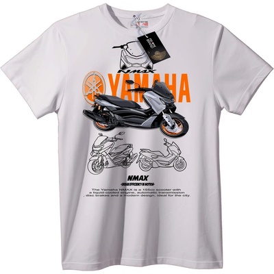 NOONEBRAND Тениска с Yamaha NMAX Скутер - 2XL, White