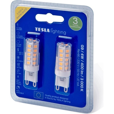Tesla LED žárovka 4 W 400 lm G9 teplá bílá