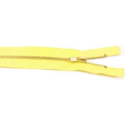 Nedeliteľný kovový mosadzný zips č.3 viac farieb - dĺžka (10 - 25 cm) 20 cm Citrónovo žltá
