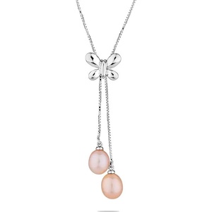 Swan Сребърно колие със сладководни розови перли CAA040P Swan