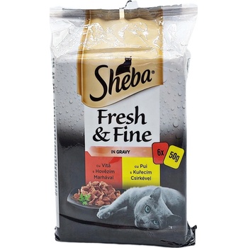 Sheba Fresh & Fine kura a hovädzie 6 x 50 g