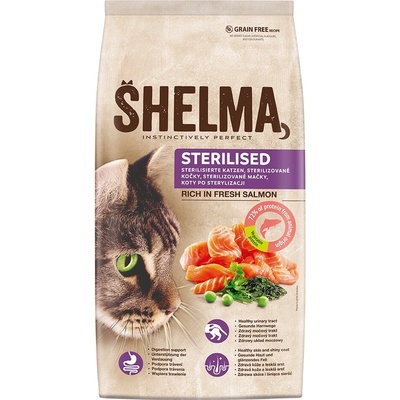 Shelma Sterilised Premium bez obilnín losos 8 kg