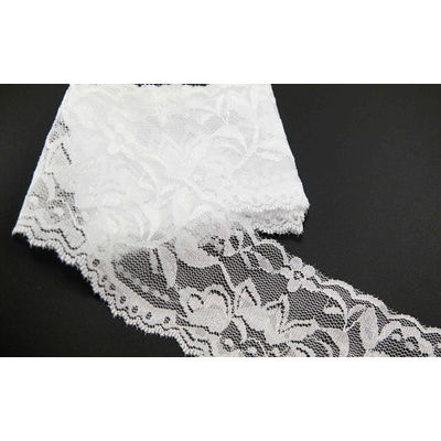 Elastická čipka - biela - šírka 5 cm