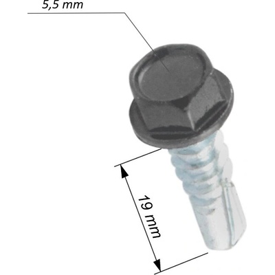 Šroub samořezný - TEX, 5,5x19mm, antracit