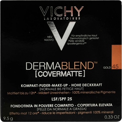 Vichy Dermablend Covermatte kompaktní pudrový make-up SPF25 odstín 45 Gold 9,5 g