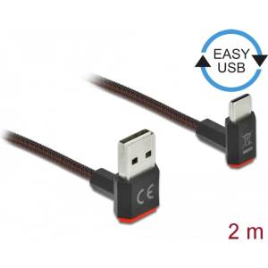 Delock Кабел Delock EASY-USB 2.0 с конектор тип А - конектор USB Type-C, извит нагоре/надолу