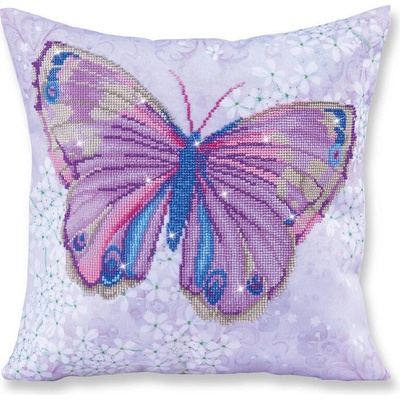 DIAMOND DOTZ Diamantové malování Povlak na polštář Motýl fialový DD16005 45 x 45 cm