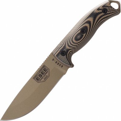 ESEE Model 5 Dark Earth Blade 3D G10 survival knife 5PDE-005 kydex sheath plate