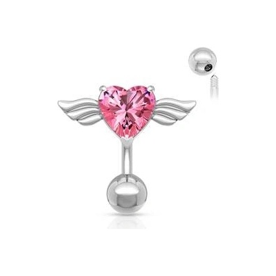 Šperky4U piercing do pupíku okřídlené srdce WP01006-P