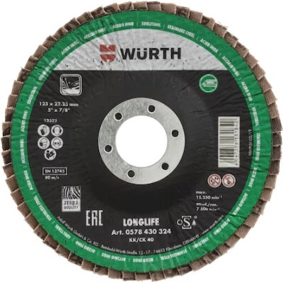 Würth Lamelový brusný kotouč s dlouhou životností na nerezovou ocel 125 mm x 60