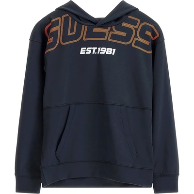 GUESS Суичър в черно за момче с оранжев надпис Guess
