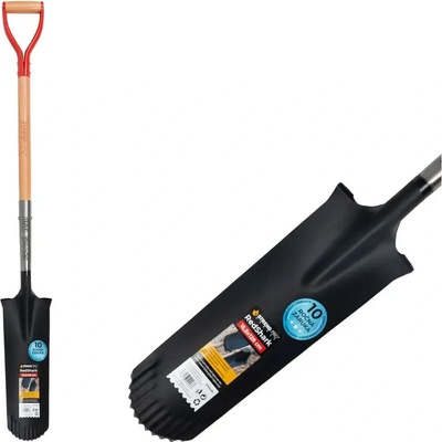 Rýľ Strend Pro Premium RedShark, úzky, drenážny, s drevenou násadou D 1280 mm, záruka 10 r.