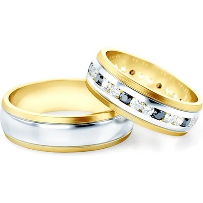 SAVICKI Сватбени халки: двуцветно злато, полукръгъл профил. 6 мм