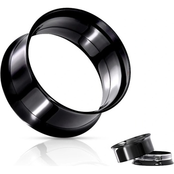 Šperky4U šroubovací ocelový tunel do ucha TN01080K-10 černý