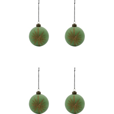 House Doctor Skleněné vánoční ozdoby Mint set 4 ks zelená barva sklo