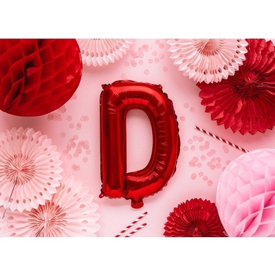 Party Deco FB2M-D-007 Fóliový balón červený písmeno 35 cm D