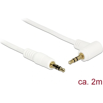 Delock Стерео жак кабел 3.5 mm 3 пина мъжки към мъжки 2 m 90 бял