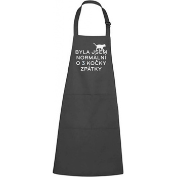 DOBRÝ TRIKO Zástěra s potiskem Byla jsem normální Antracitová